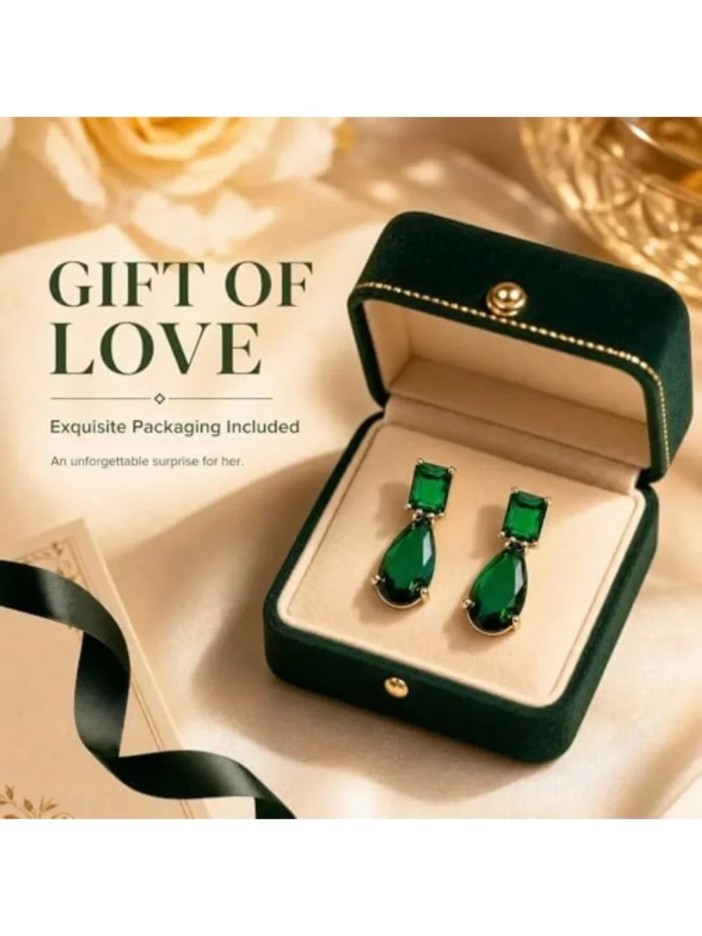 Elegant Crystal Drop Earrings for Women - Copper & Sparkling Gemstone Design